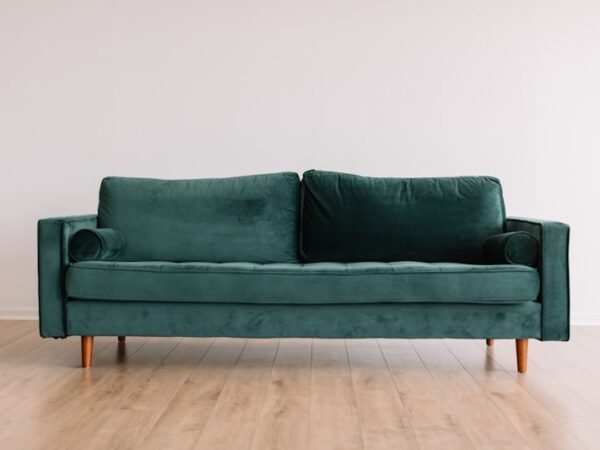 Sammetssoffa, 3-sits, grön