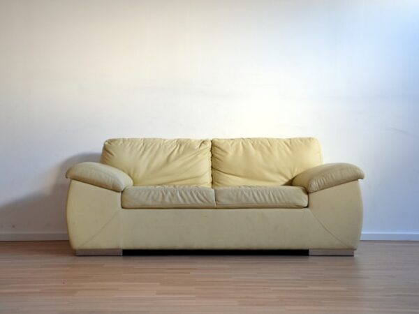Skinnsoffa, beige, 2-sits