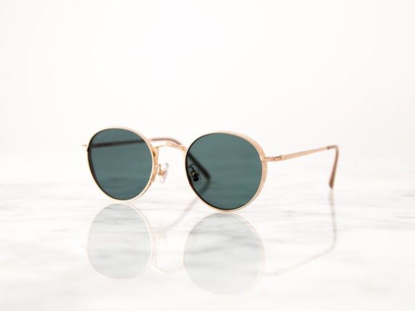 Solglasögon, aviator, spegelglas, guld